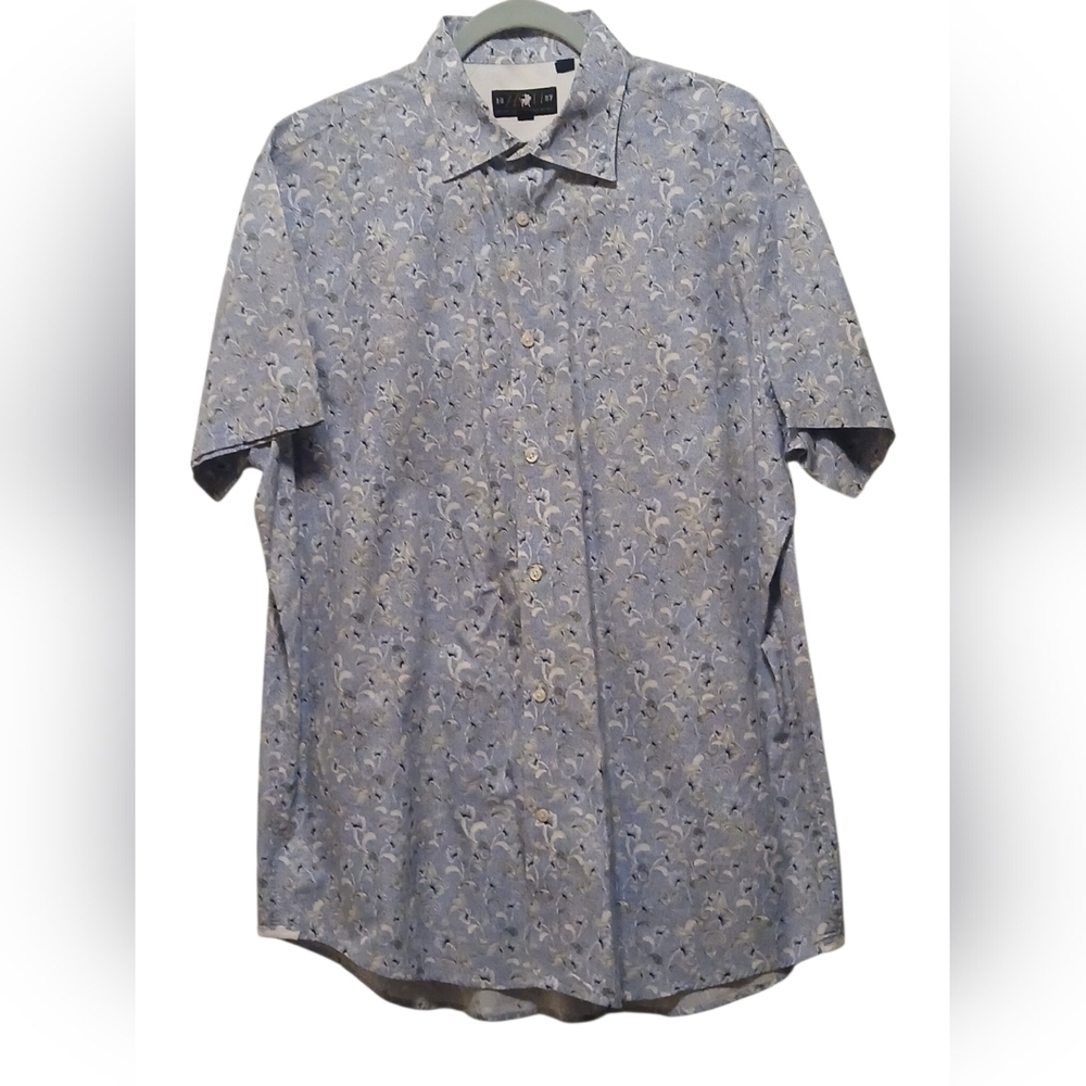 Hart Schaeffer Marx-Men's XXL Blue W/Blue Black & White Floral - Picture 5 of 11